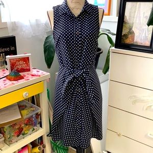 Michael Kors collared button dress with flattering waist tie!